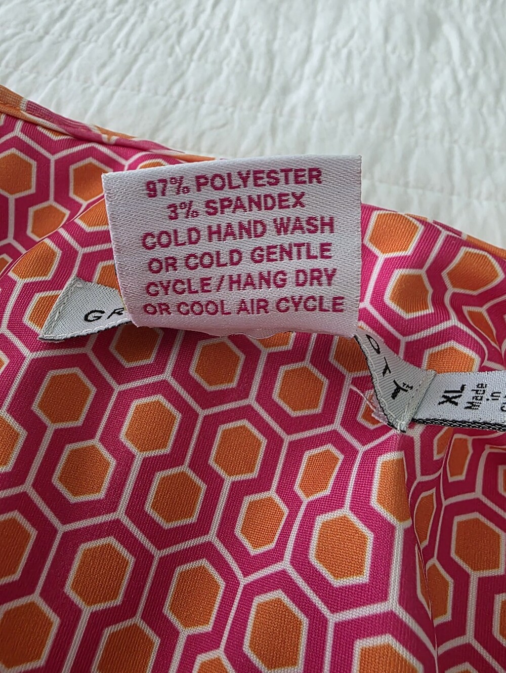 Gretchen Scott Ruffle Neck In Rio Grace Pink and Orange Patterned Dress - Picture 12 of 16